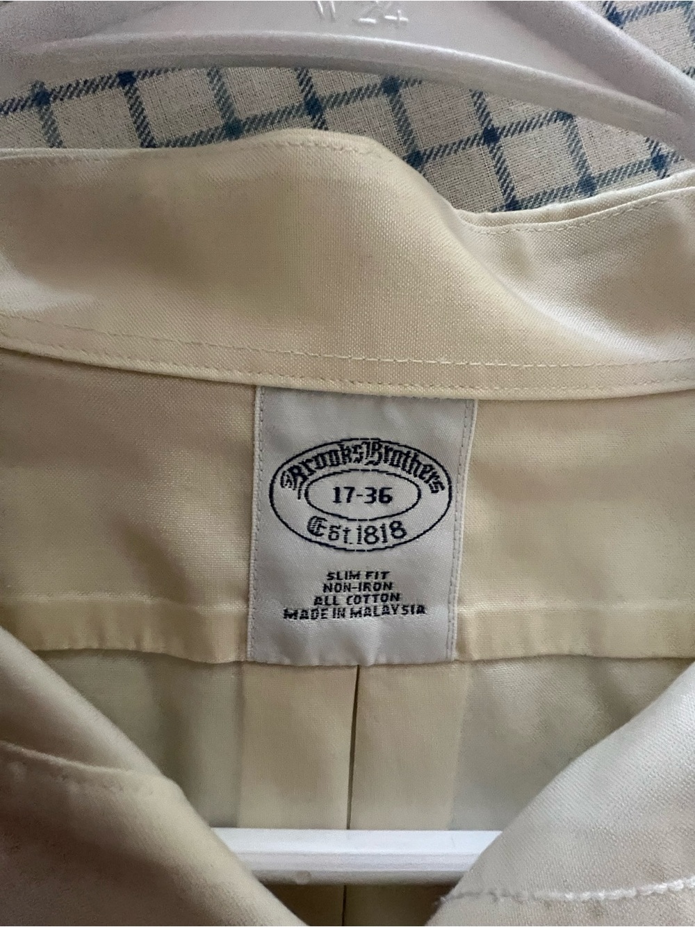 Brooks Brothers 17/36 Slim Fit Button-Up Shirt in Cream